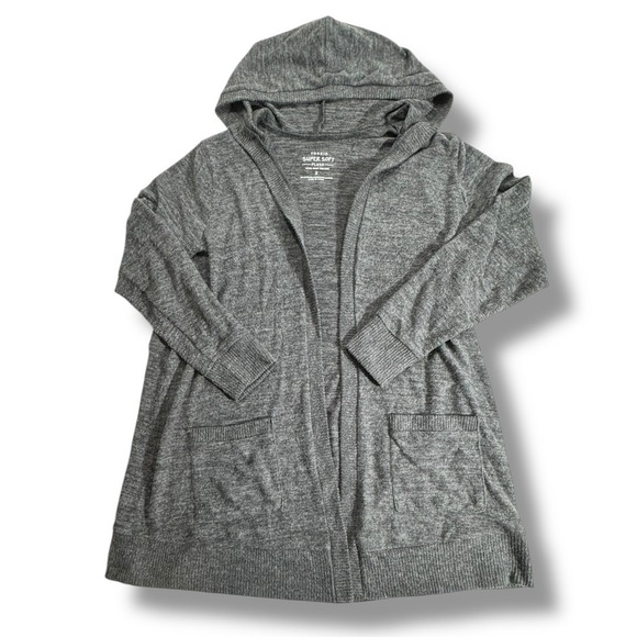 Torrid Super Soft Plush Womens Open Front Cardigan Plus Size 2 Gray Long Sleeve - Picture 2 of 7